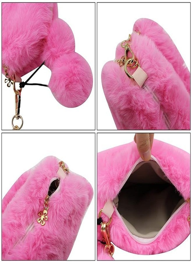 black sparrow Heart Shape Sling Bag,Girl Women Fur Purse with Shoulder Chain,Soft Hand Bag, Stylish Bags for Girls - Image 5